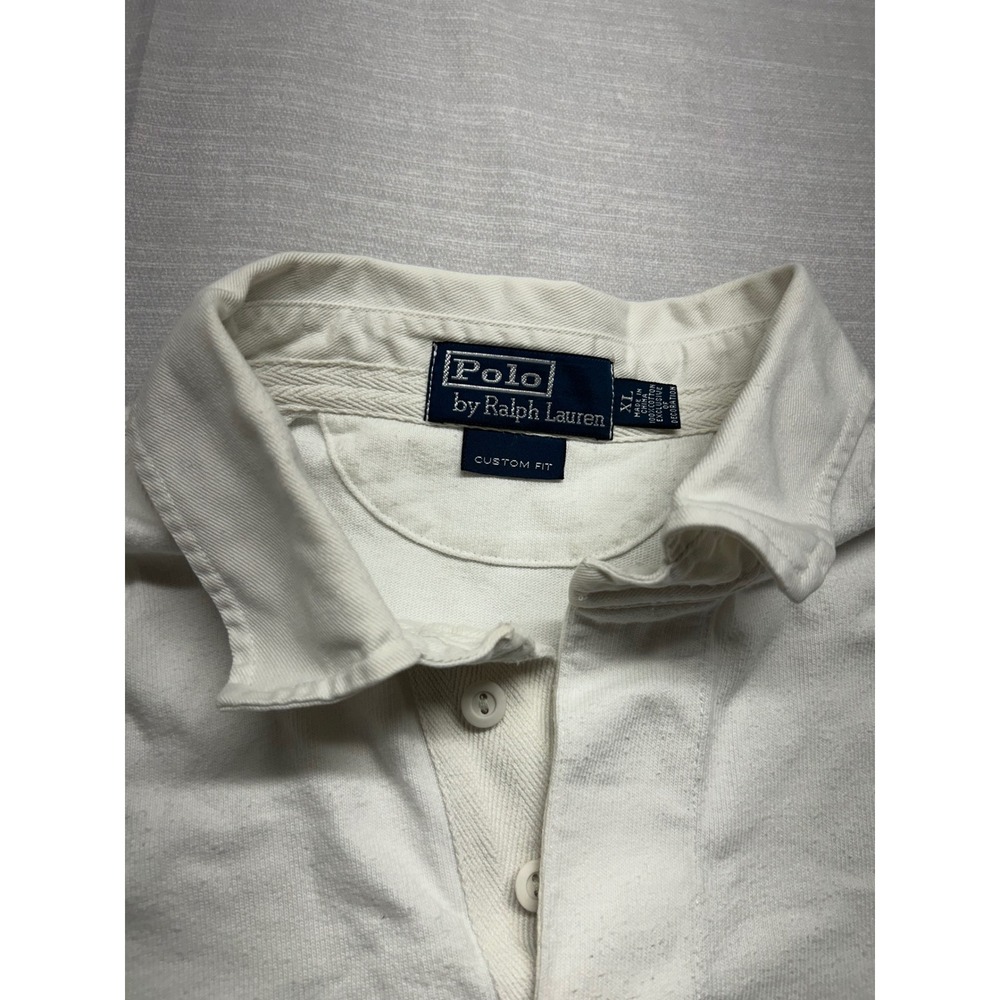 Polo Ralph Lauren Big Pony White Long Sleeve Rugby Shirt Mens XL Custom Fit 4 - Picture 4 of 9